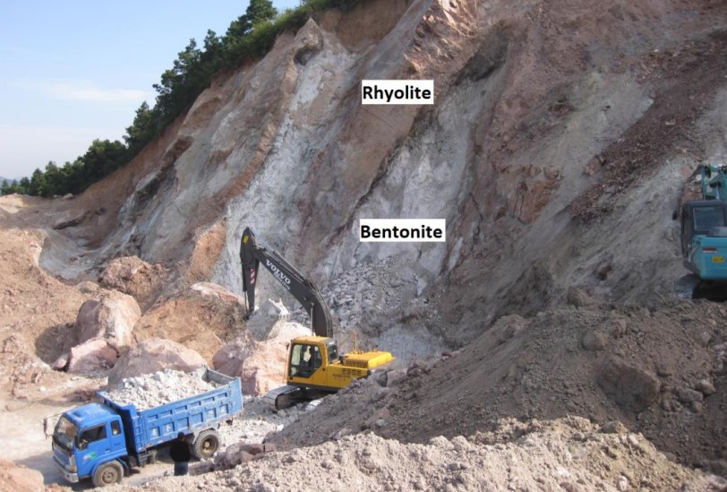 Rhyolite and bentonite