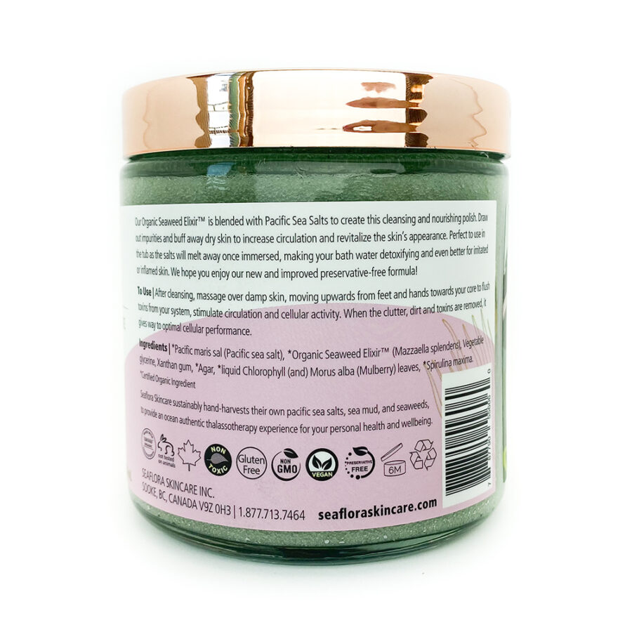 Increase circulation as you buff away impurities and reduce cellulite with this sea salt body scrub.