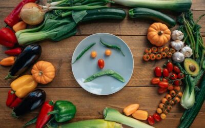 vegetables arranged in a sad face design