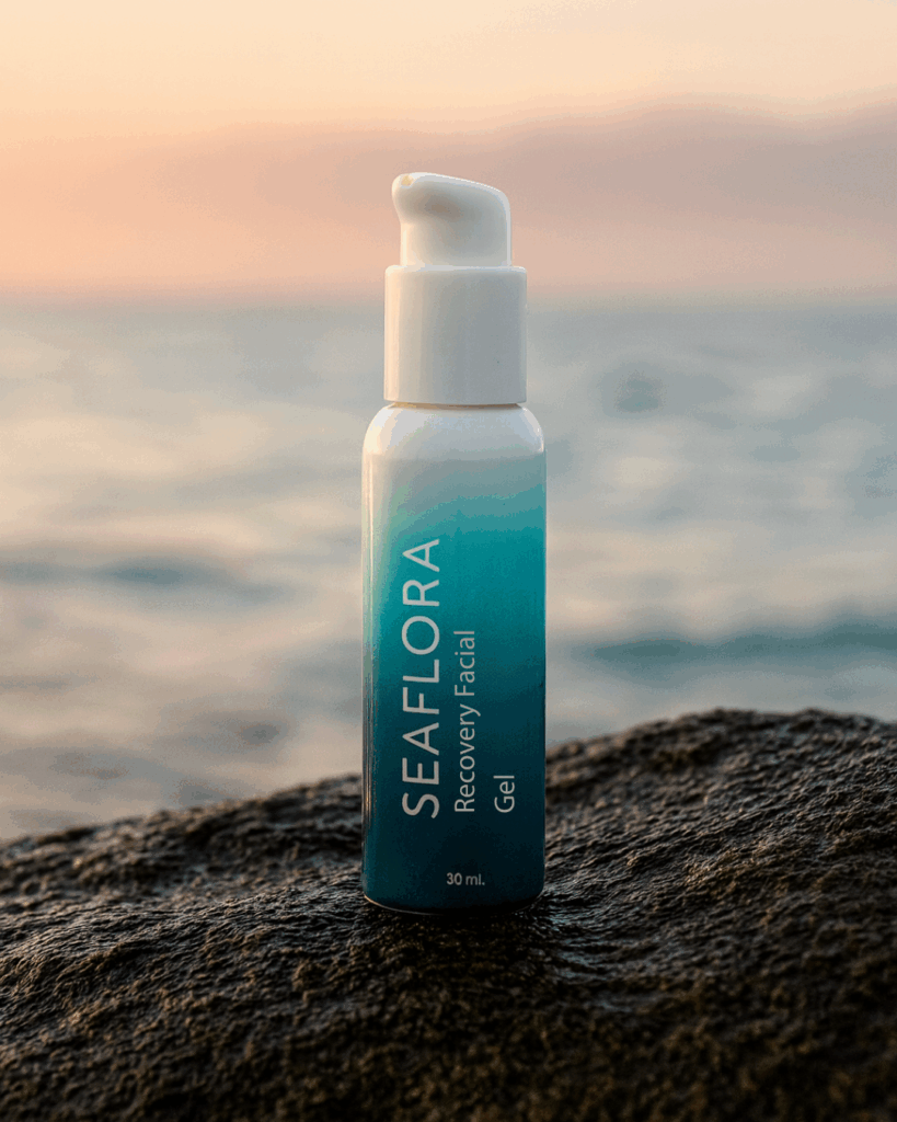 Seaflora's Recovery Facial Gel which is part of our calming skincare routine.