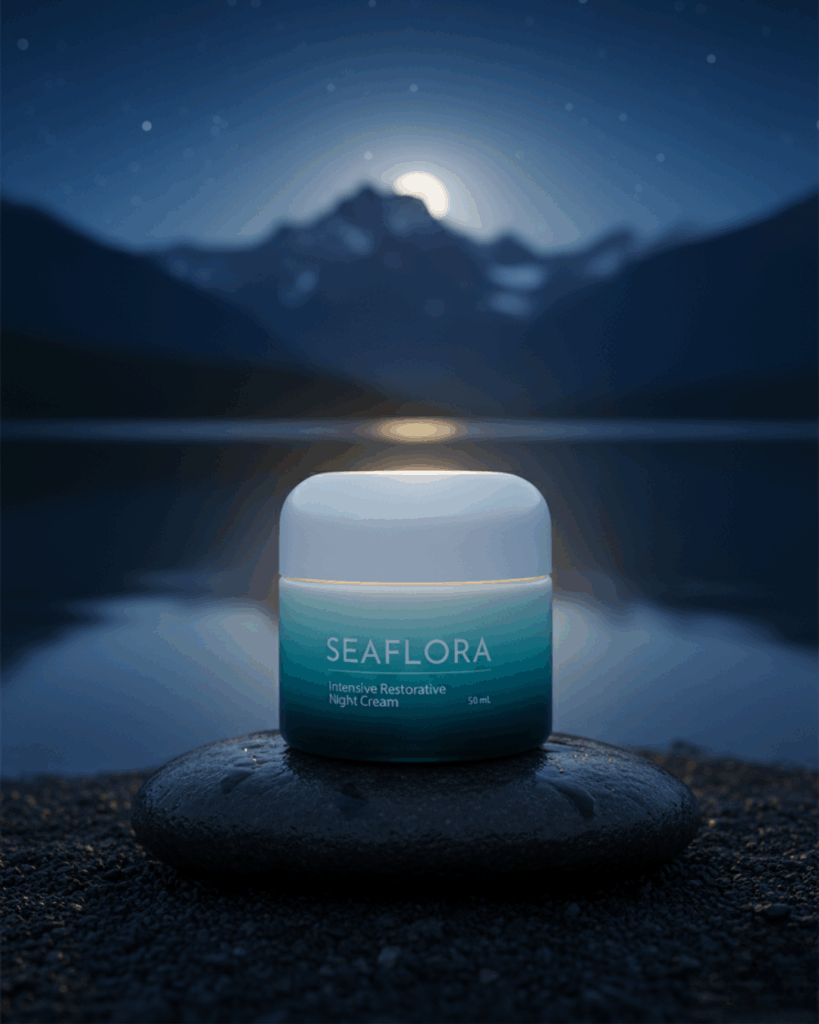 Seaflora's Intensive Restorative Night Cream which helps skin with dry mountain air.