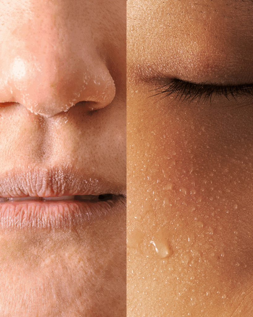 Dry skin vs healthy, happy skin.