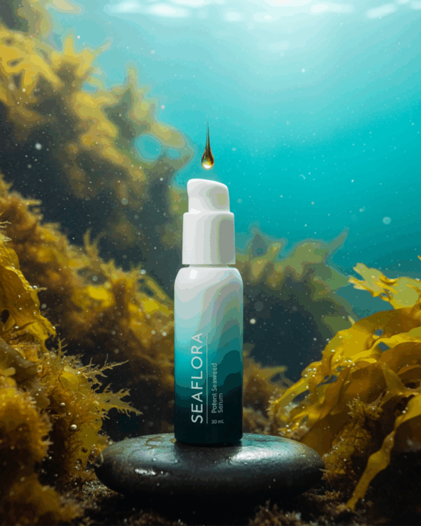 Seaflora's Potent Seaweed Serum which helps skin with dry mountain air.